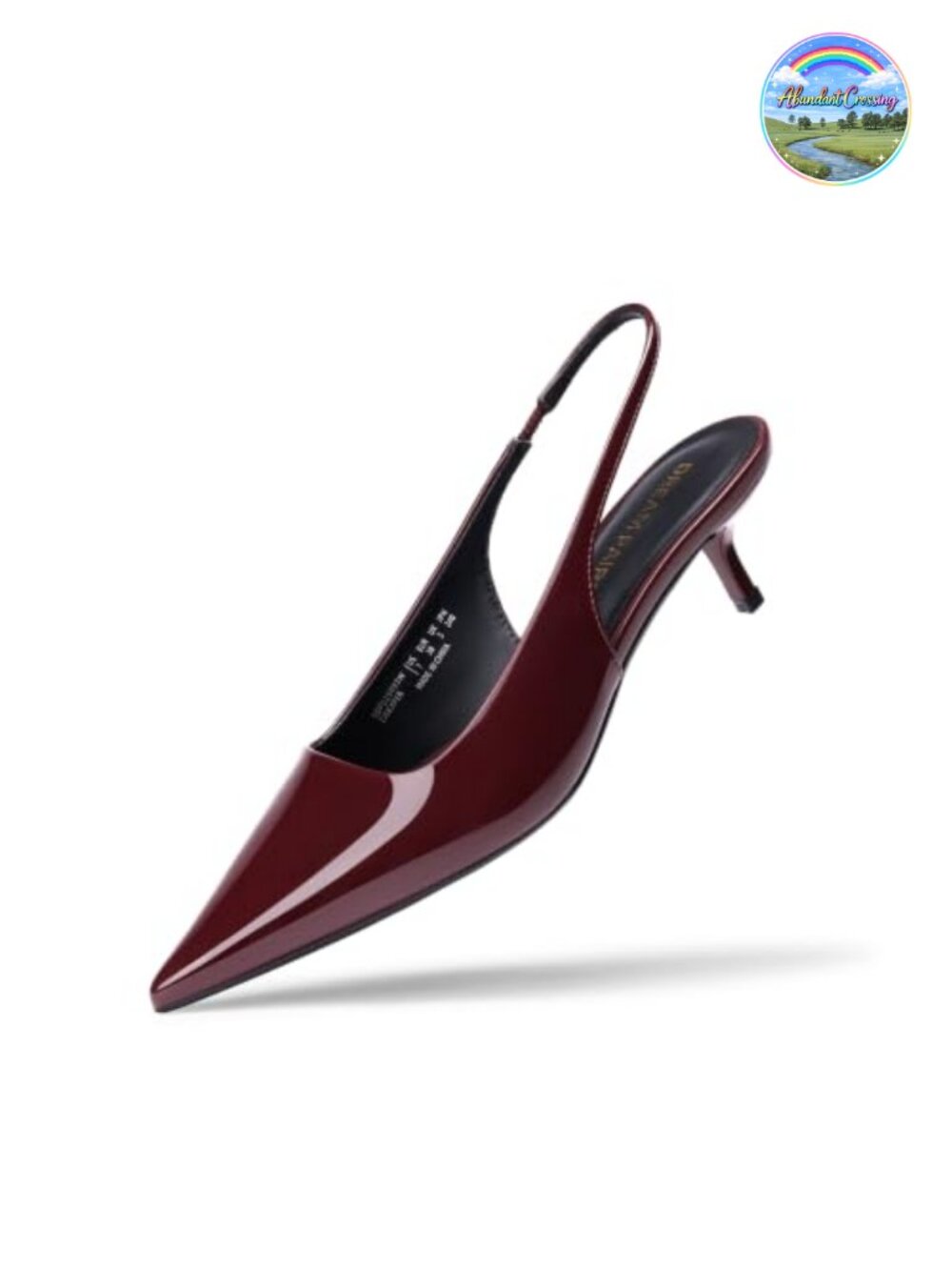 Women's Kitten Heel Slingback Pumps Pointed Toe Faux Leather Dress Heels